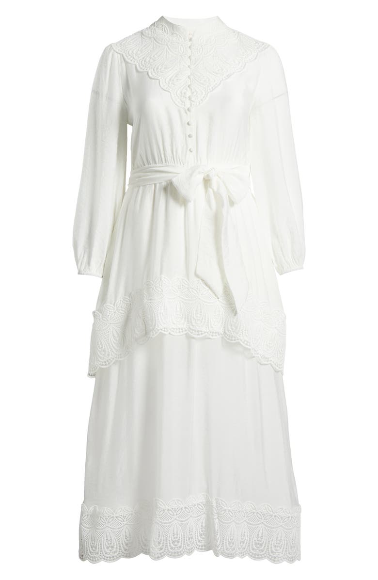 MELLODAY Lace Trim Long Sleeve Dress, Alternate, color, 