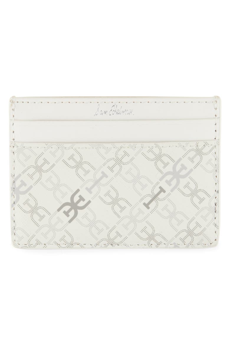 Harper Monogram Faux Leather Card Case, Alternate, color, WHITE