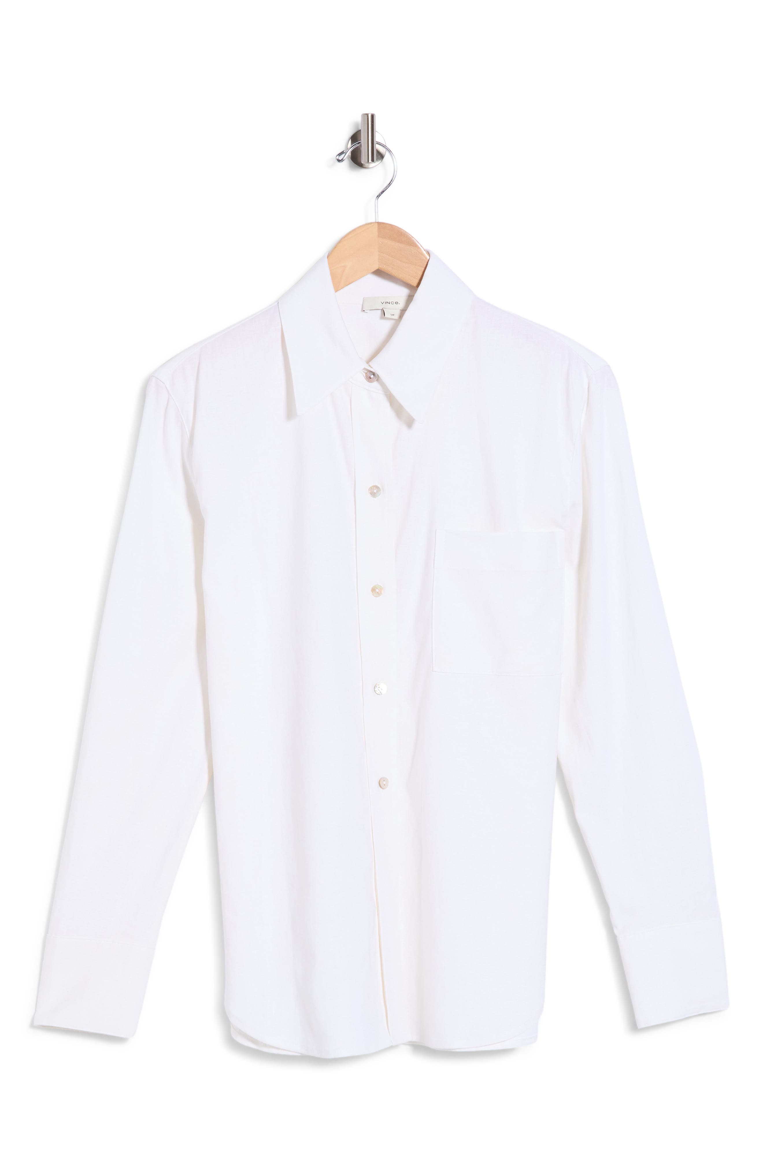 Long Sleeve Linen Blend Button-Up Shirt