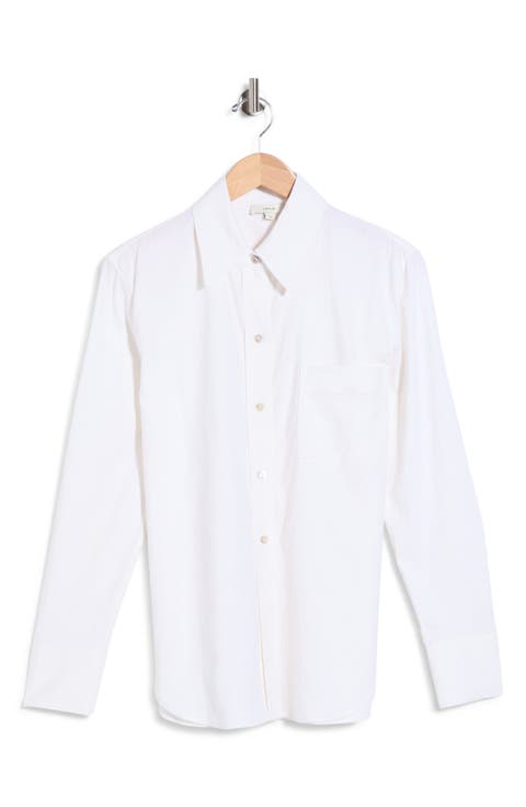 Long Sleeve Linen Blend Button-Up Shirt