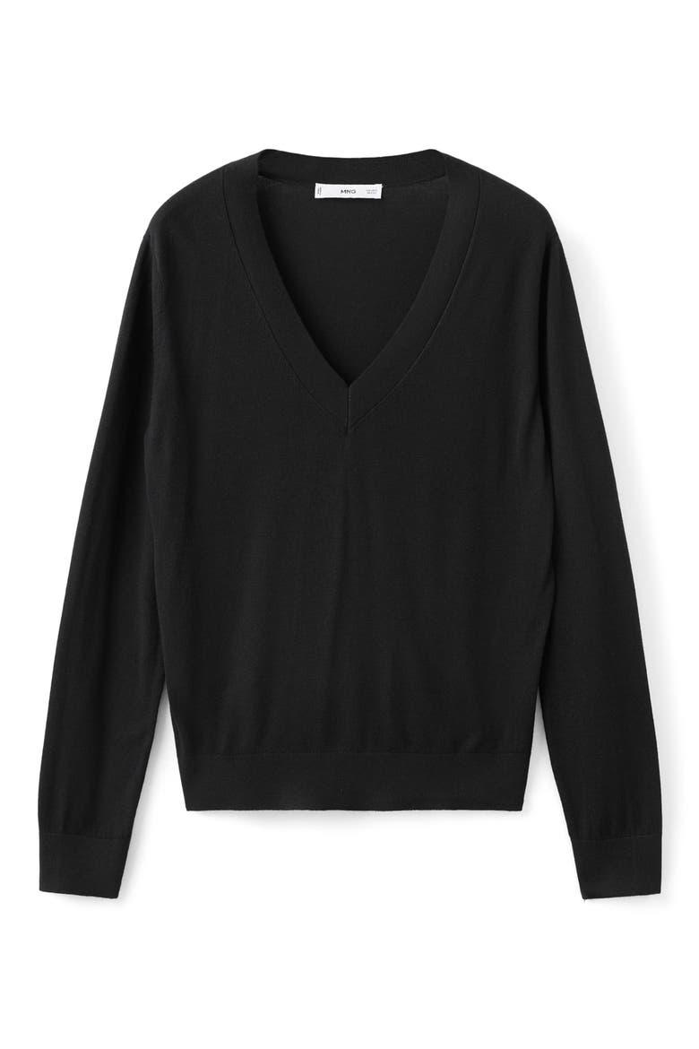 V-Neck Sweater, Alternate, color, BLACK