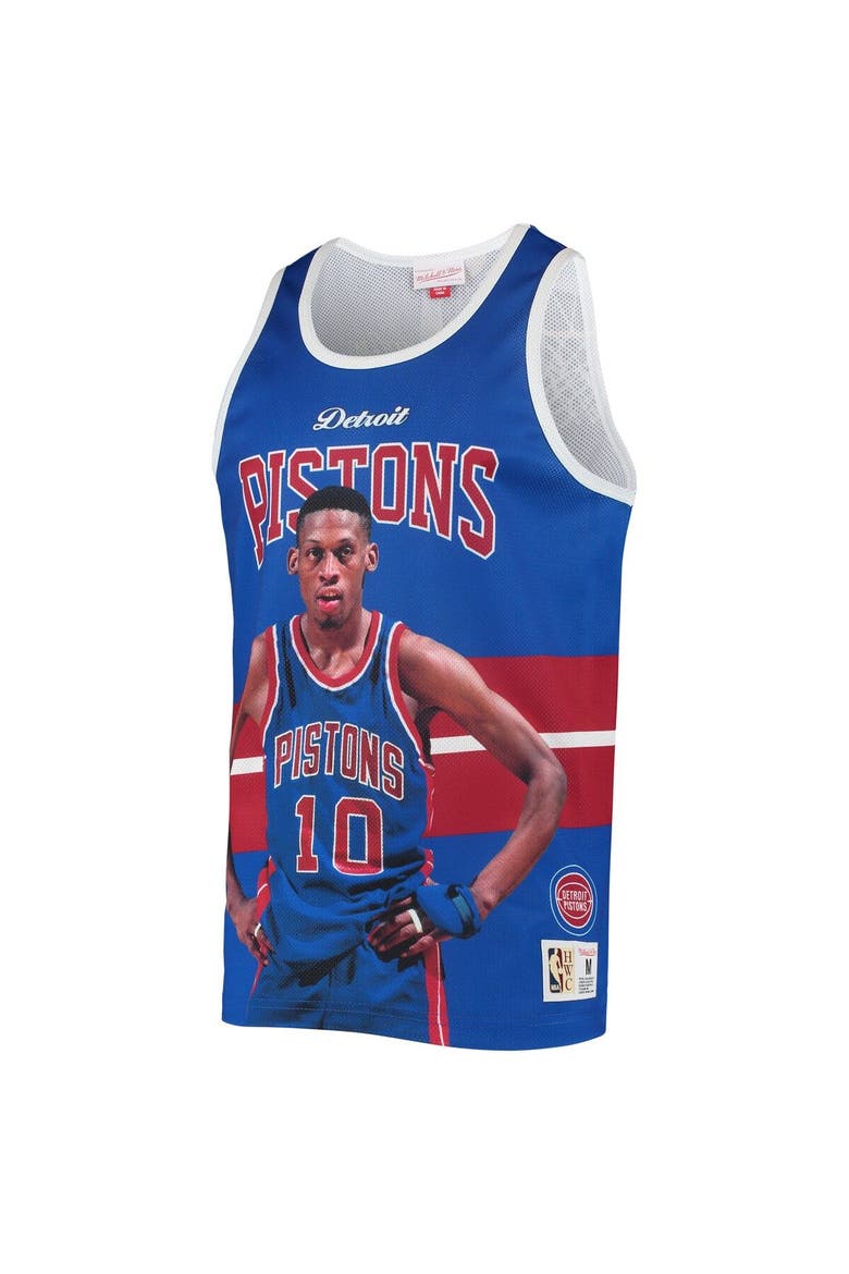 Men's Mitchell & Ness Dennis Rodman Blue Detroit Pistons Hardwood Classics Player Tank Top, Alternate, color, Blue