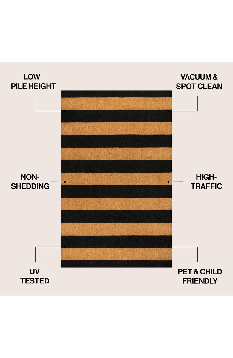 JONATHAN Y Peater Classic Casual Commerical Natural Coir Mat Indoor/Outdoor, Alternate, color, Natural Black Stripe