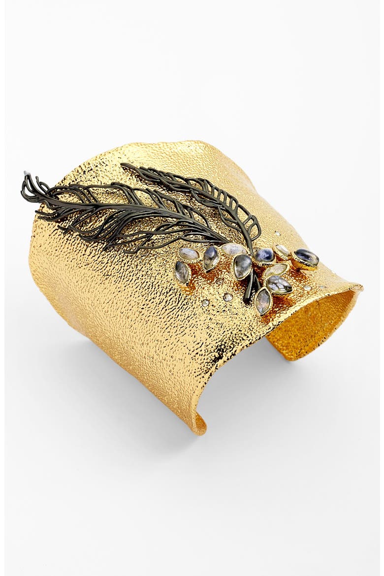 'Elements - Phoenix' Feather Cuff, Alternate, color, GOLD/ LABRADORITE