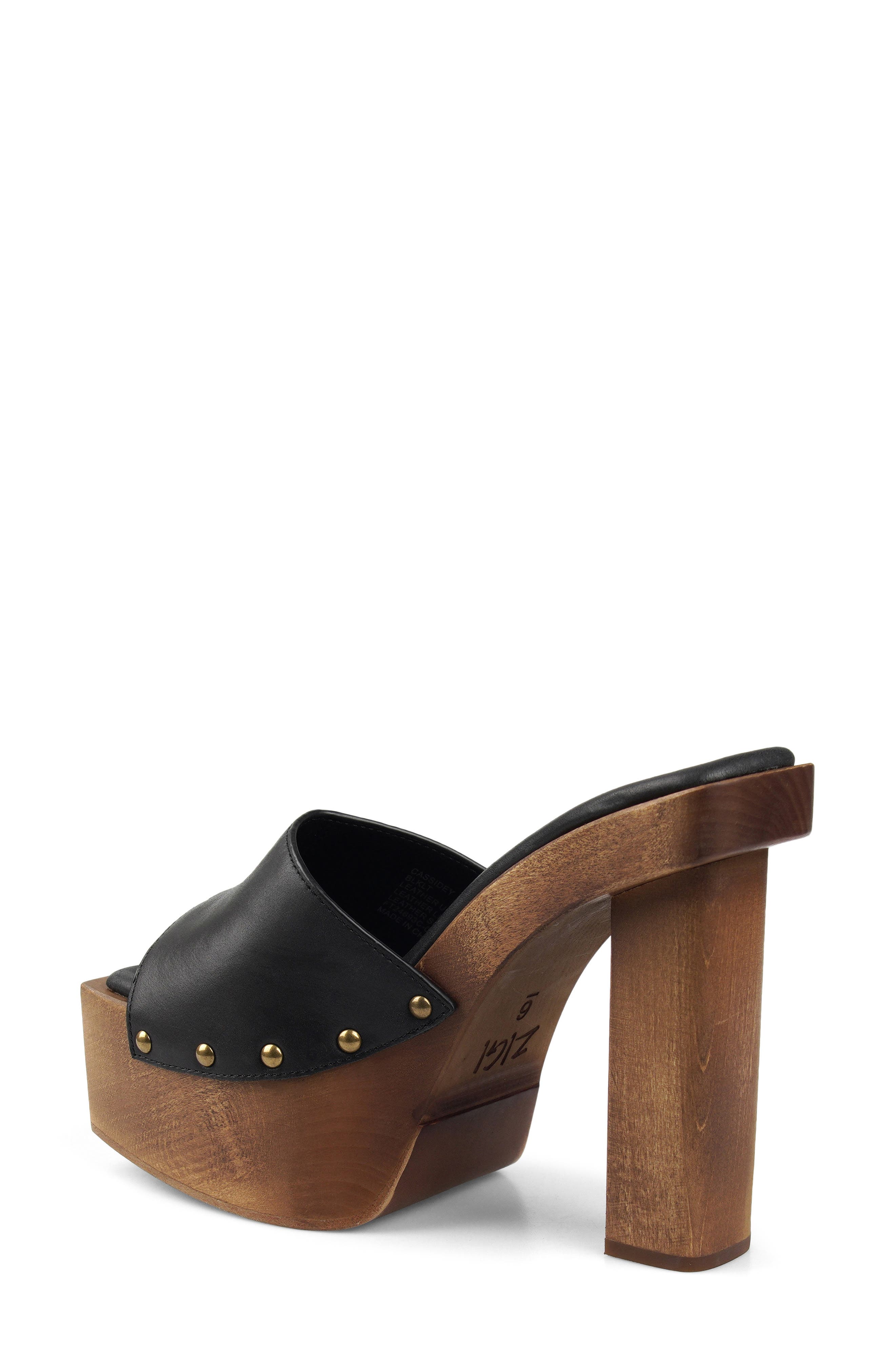 ZIGI Cassidey Leather Platform Slide Sandal, Alternate, color, Black Leather