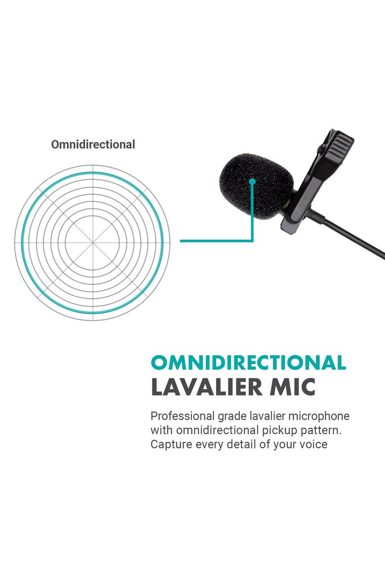 WMX-1-UL Wireless USB and USB-C Lavalier Microphone System for Computers, Alternate, color, Black