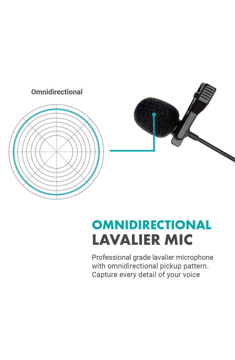 MOVO WMX-1-UL Wireless USB and USB-C Lavalier Microphone System for Computers, Alternate, color, Black