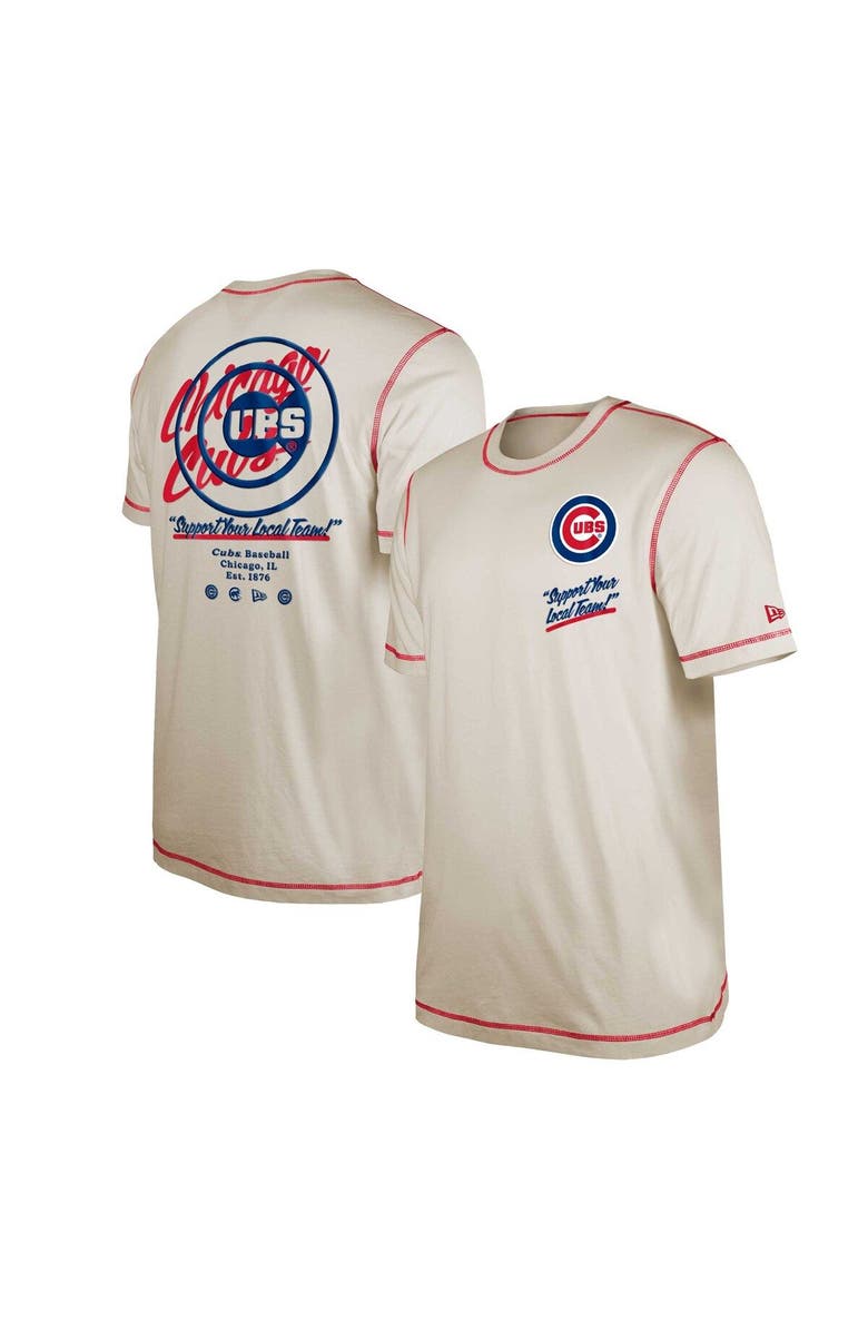 New Era Men's New Era Cream Chicago Cubs Team Split T-Shirt, Main, color, 