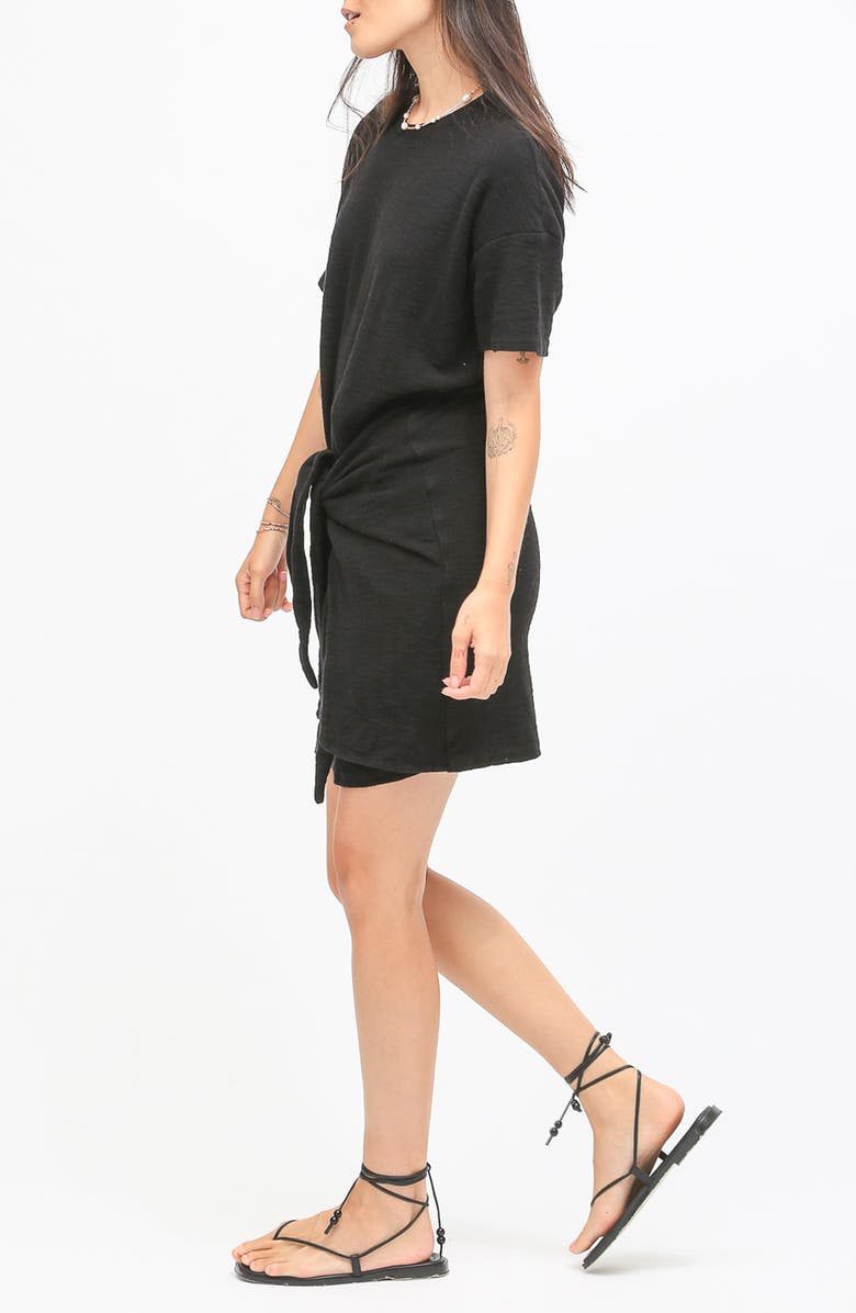 Electric & Rose Bobby Tie Front Slub Cotton Jersey T-Shirt Dress, Alternate, color, Onyx