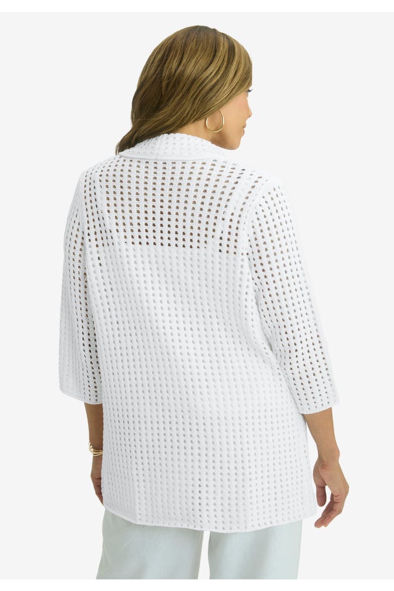 Crochet Cardigan, Alternate, color, WHITE
