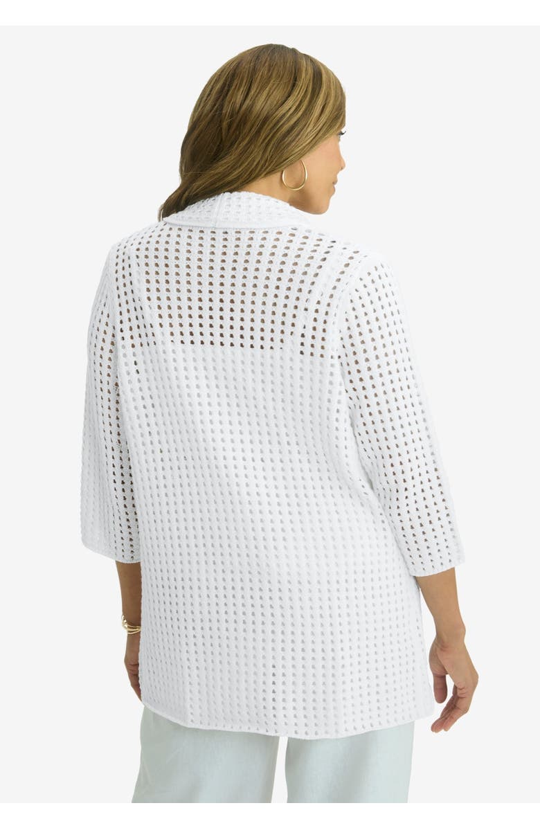 Jessica London Crochet Cardigan, Alternate, color, White