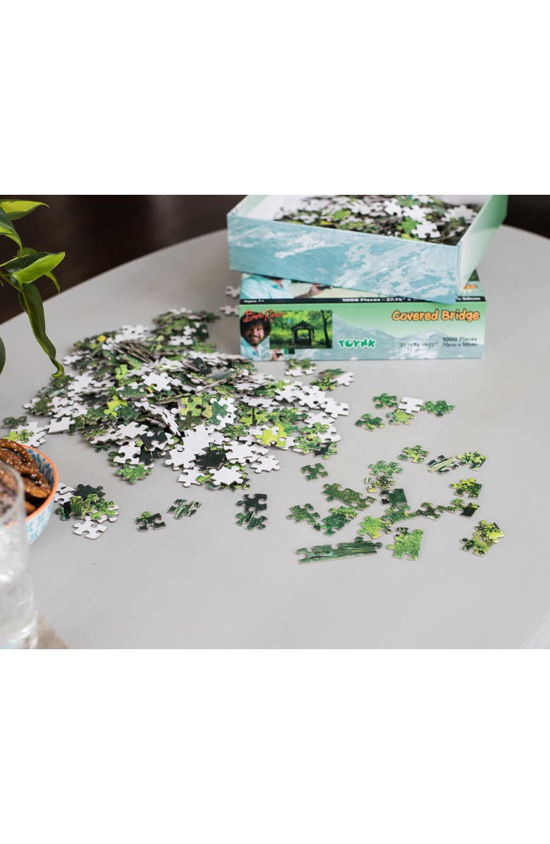 Toynk Bob Ross Covered Bridge Nature Puzzle | 1000 Piece Jigsaw Puzzle, Alternate, color, Green