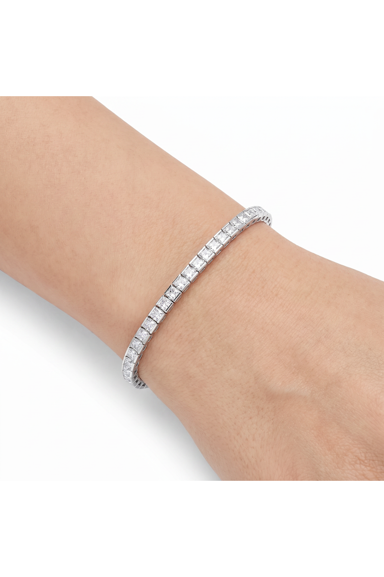 6.80Ct Princess Cut Diamond Channel Set Tennis Bracelet 14k Gold 7" Lab Grown, Alternate, color, 14k Yellow Gold