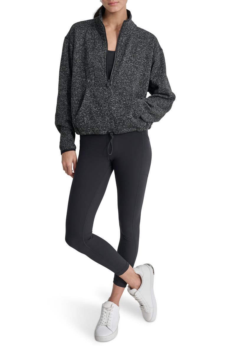 Half Zip Fleece Sweatshirt, Alternate, color, HEATHERED BLACK