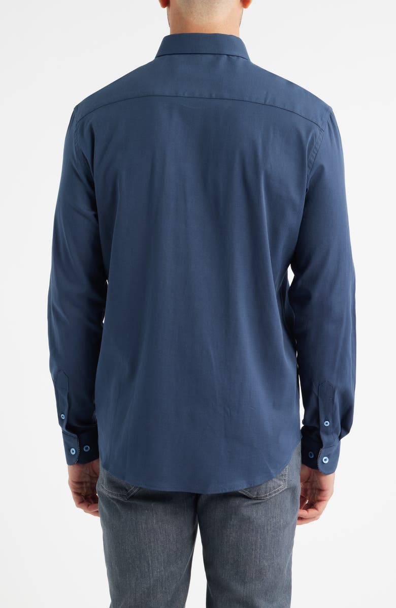 Stone Rose Nova Legacy Solid Navy Stretch Cotton Blend Button-Up Shirt, Alternate, color, Dark Navy