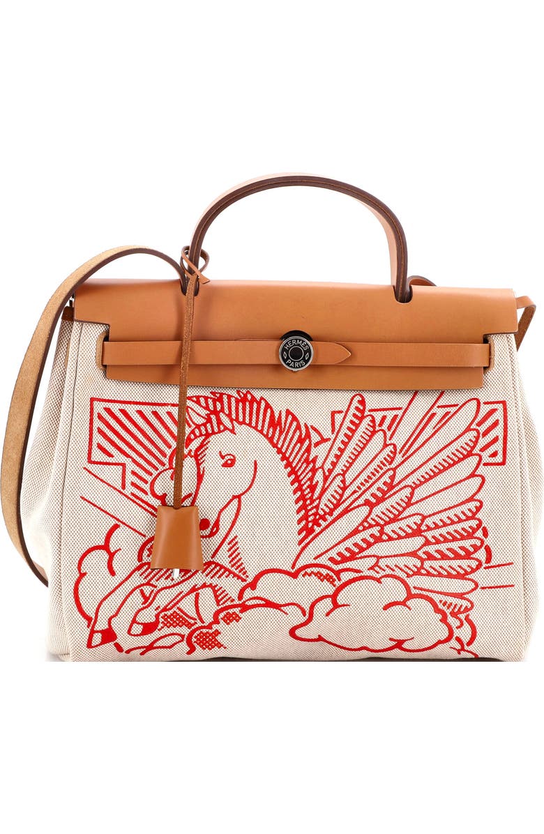 Pre-Owned Hermes Herbag Zip Pegase Pop Toile and Leather 31, Main, color, Ecru