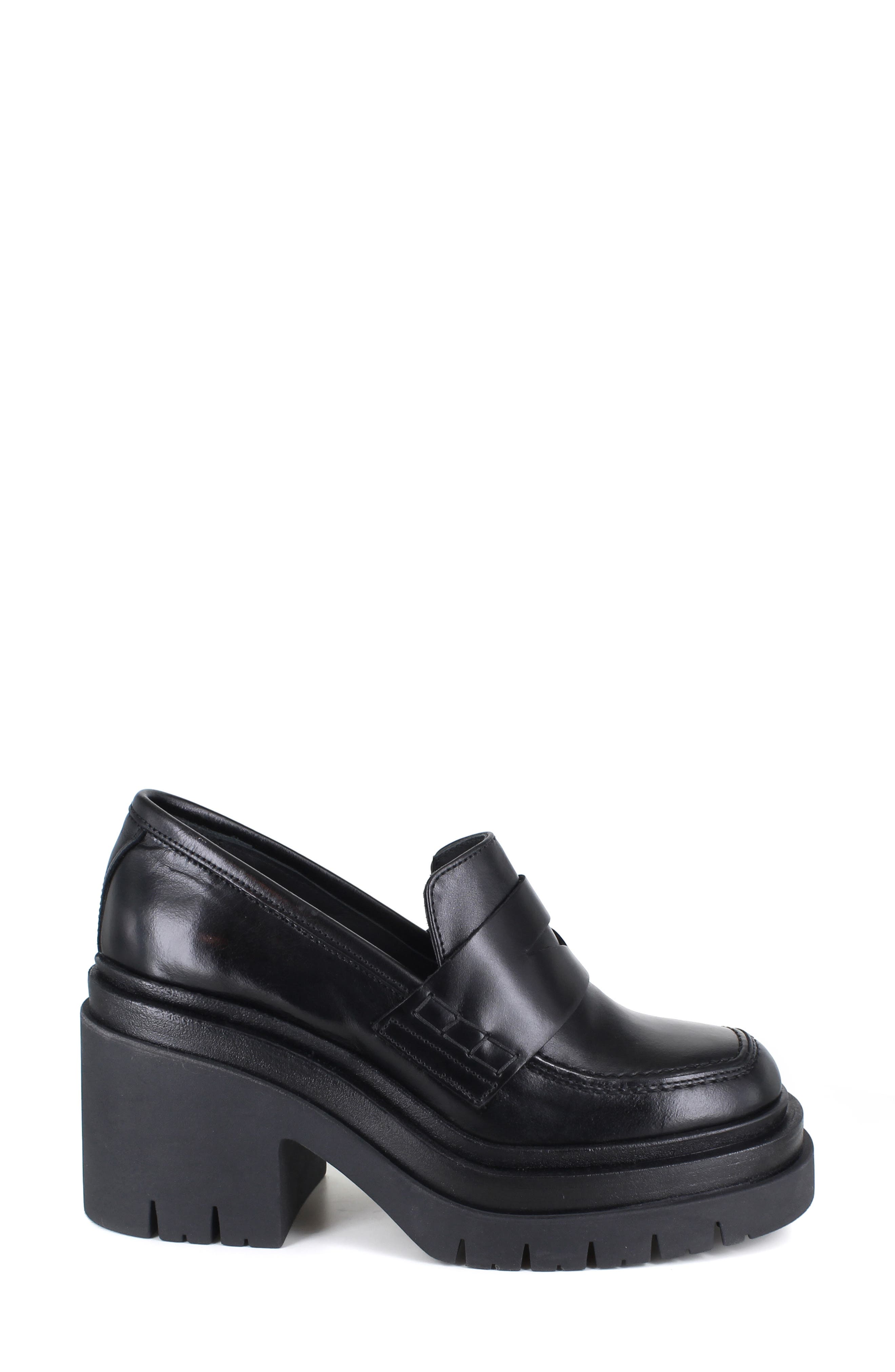 ZIGI Bertha Platform Penny Loafer, Alternate, color, Black Leather