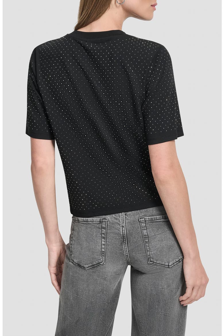 Studded Cotton Blend T-Shirt, Alternate, color, BLACK