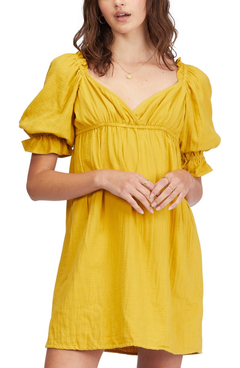 Billabong Perfect Paradise Puff Sleeve Smocked Cotton Gauze Babydoll Dress, Alternate, color,