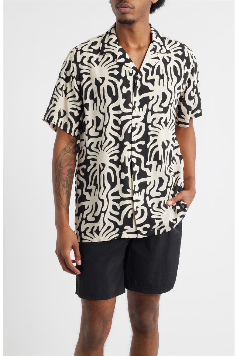 Loefy Rocco Camp Shirt, Main, color, BLACK