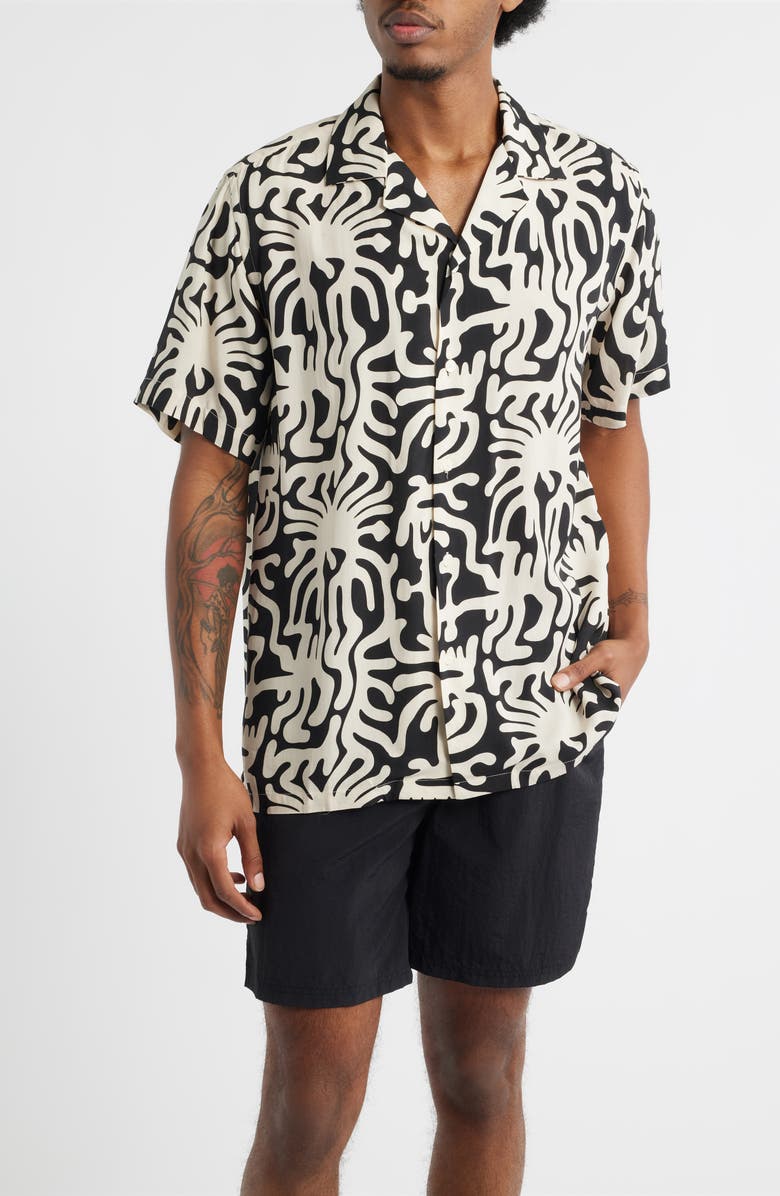 OAS Loefy Rocco Camp Shirt, Main, color, Black