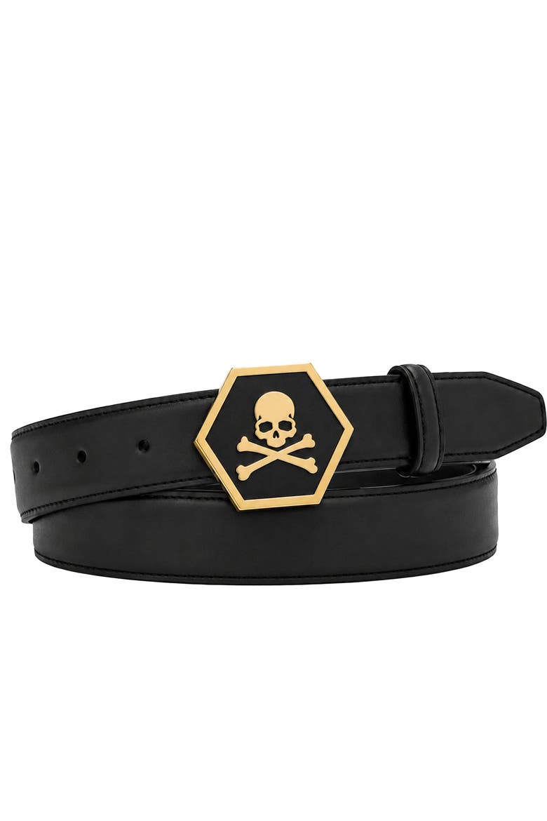 Belt Skull Men, Main, color, black/lightgold