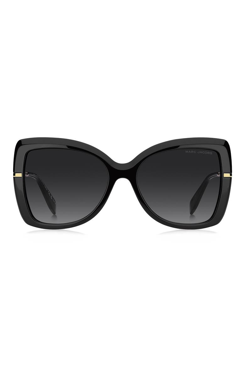 56mm Gradient Butterfly Sunglasses, Main, color, BLACK/ DARK GREY