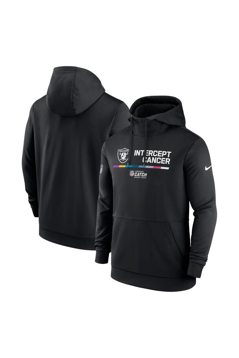 Men's Nike Black Las Vegas Raiders 2022 NFL Crucial Catch Therma Performance Pullover Hoodie, Alternate, color, Black