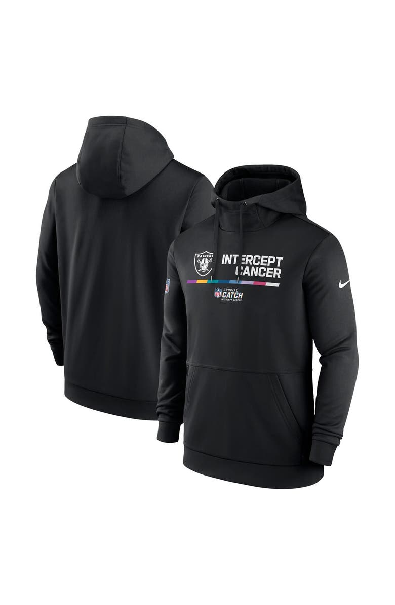 Nike Men's Nike Black Las Vegas Raiders 2022 NFL Crucial Catch Therma Performance Pullover Hoodie, Alternate, color,