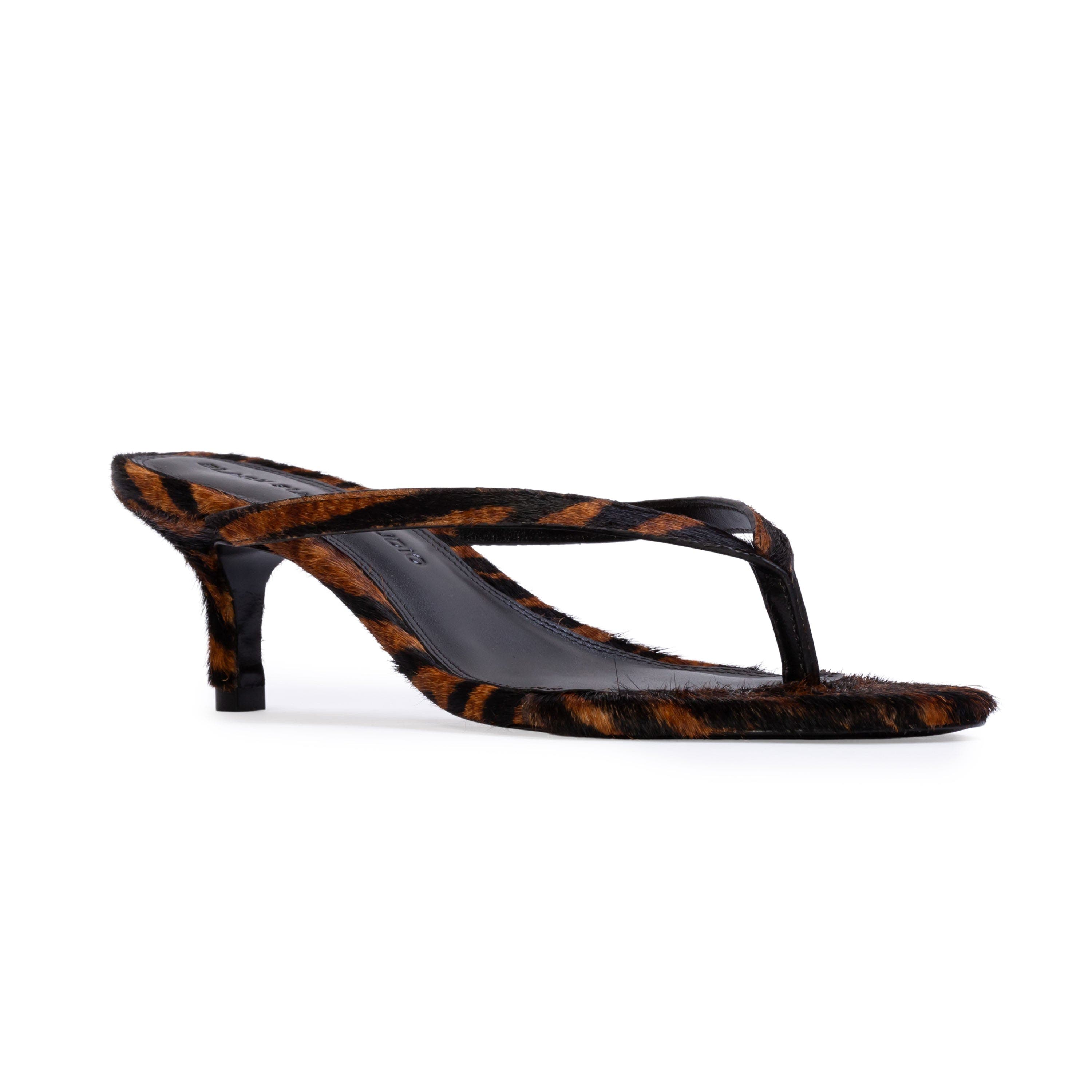 Tash 50 Fur Sandal, Alternate, color, Brown Zebra Pony Hair