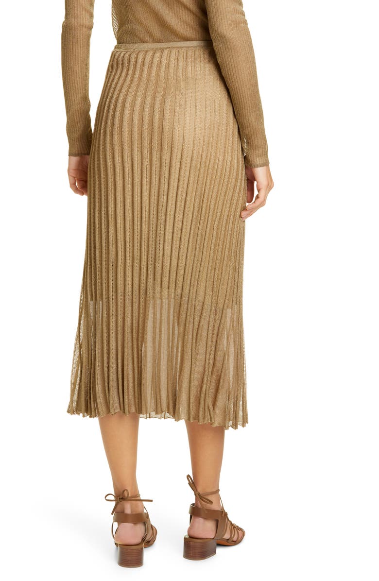 Vince Pleated Metallic Knit Skirt, Alternate, color,