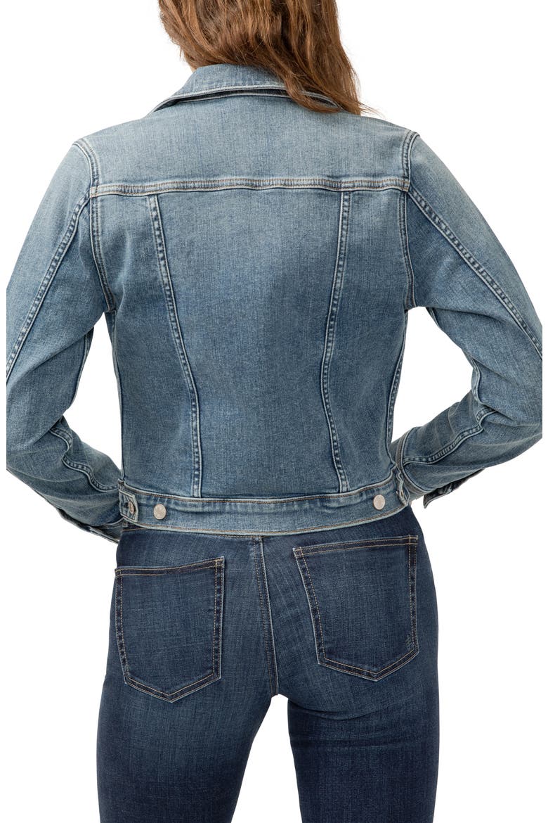 Fitted Denim Trucker Jacket, Alternate, color, INDIGO