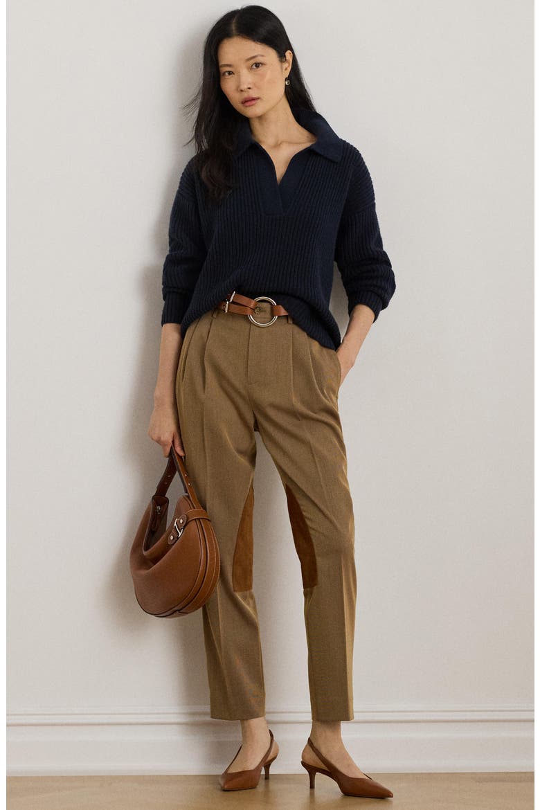 Suede Trim Jodhpur Pants, Alternate, color, TAUPE MULTI