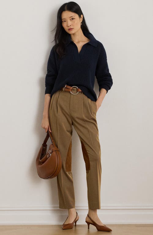 Ralph Lauren Lauren  Suede Trim Jodhpur Pants In Brown