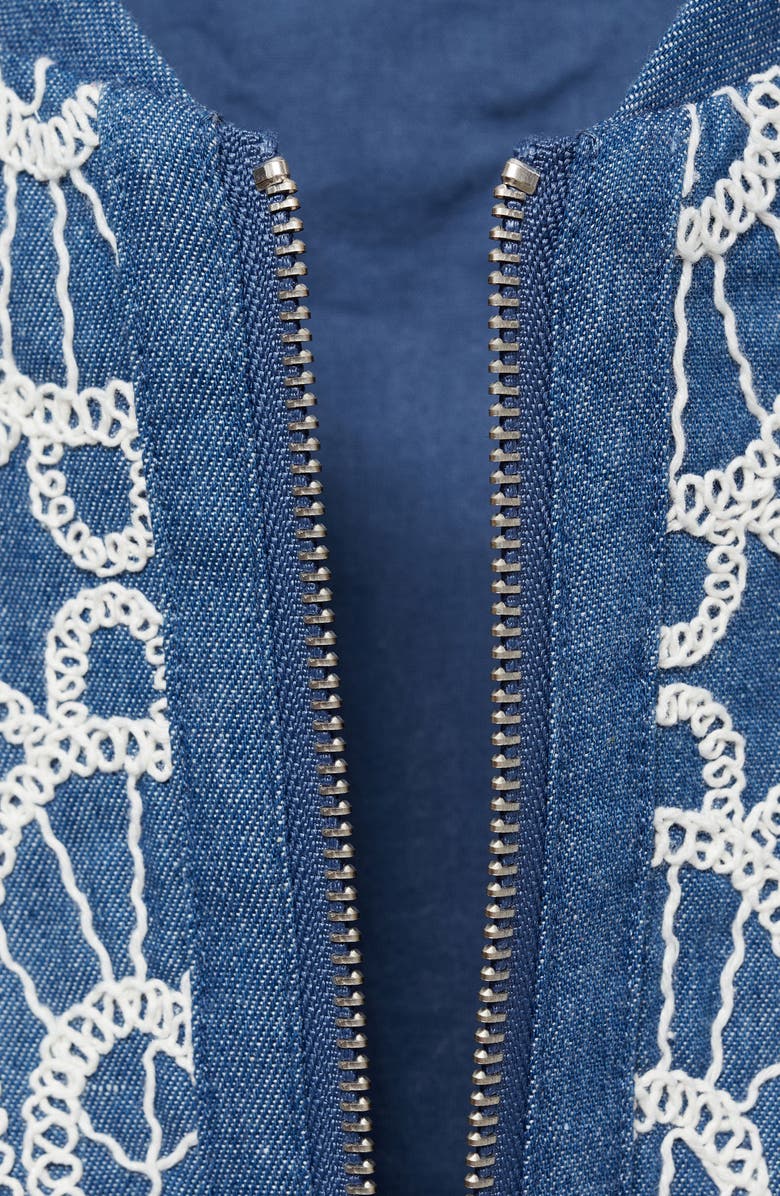 MANGO Embroidered Denim Jacket, Alternate, color, 