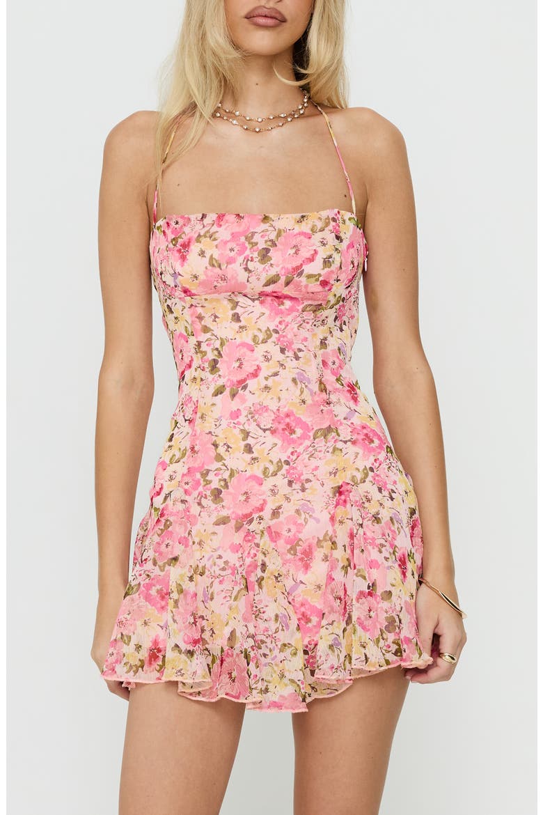 Delamere Floral Halter Minidress, Alternate, color, PINK FLORAL