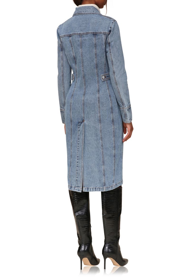 Fitted Long Denim Jacket, Alternate, color, BLUE WASH