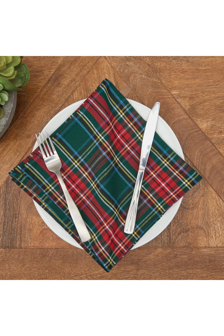 Weston Plaid Napkin, Alternate, color, Green