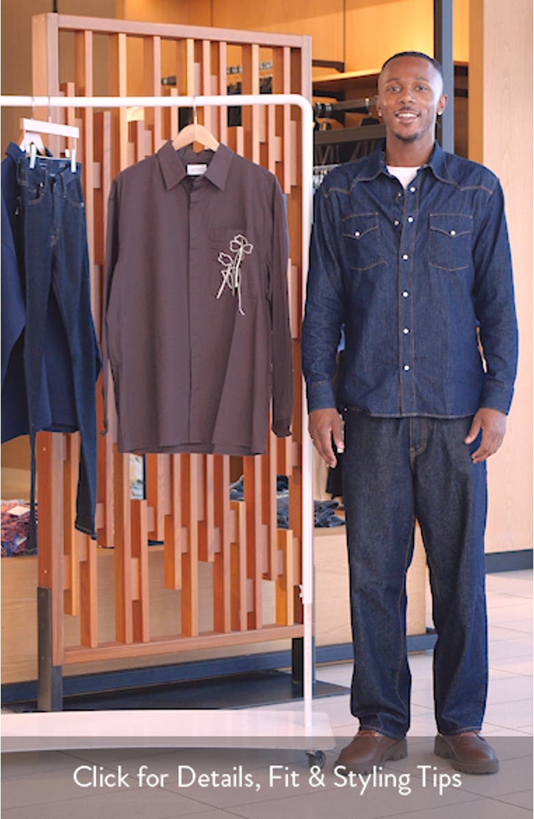 Floral Rope Embroidered Poplin Button-Up Shirt, sales video thumbnail