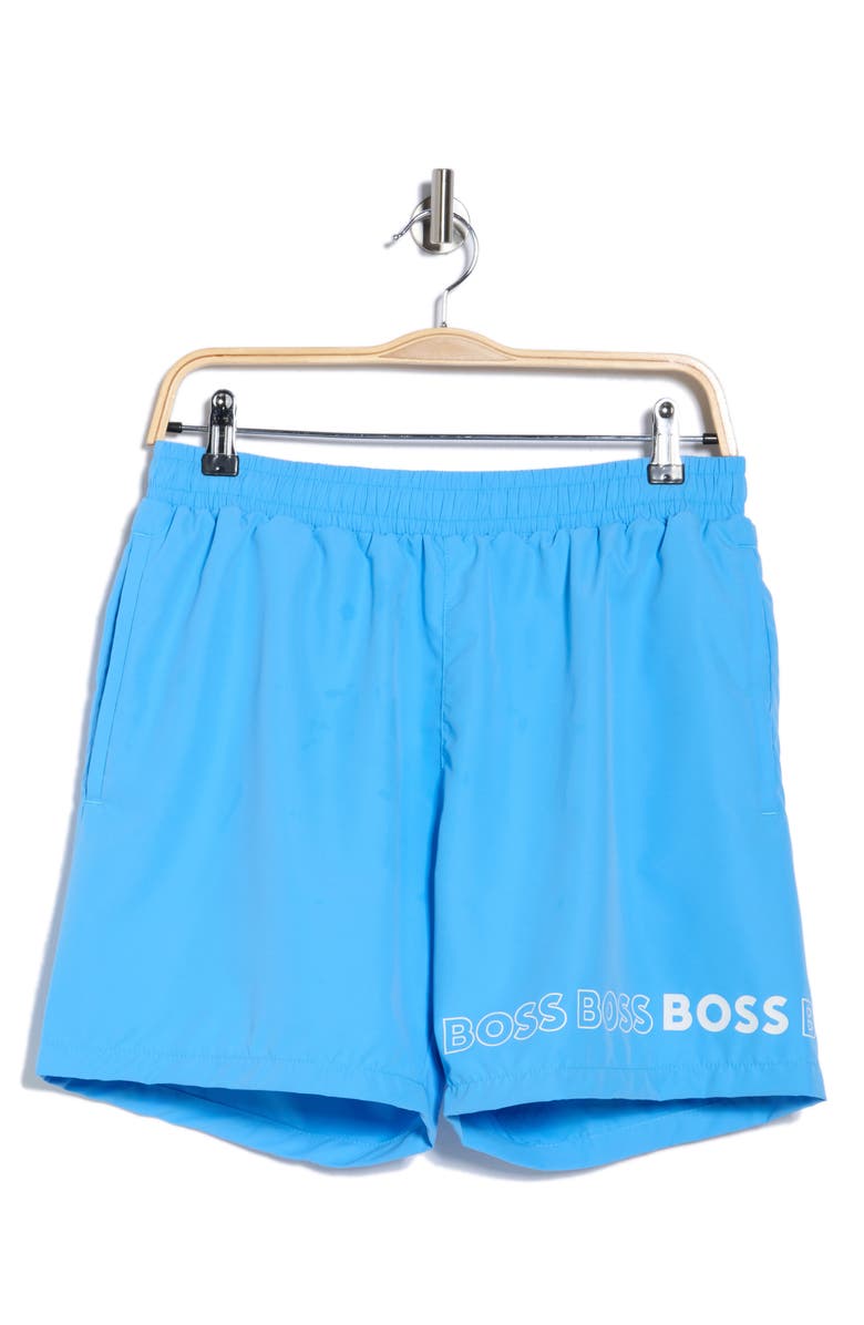 BOSS Dolphin Swim Trunks, Alternate, color, Open Blue