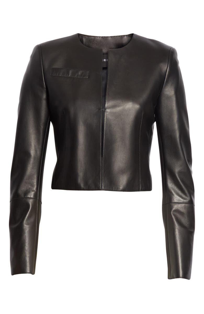Akris 'Hasso' Leather Crop Jacket, Alternate, color, Black