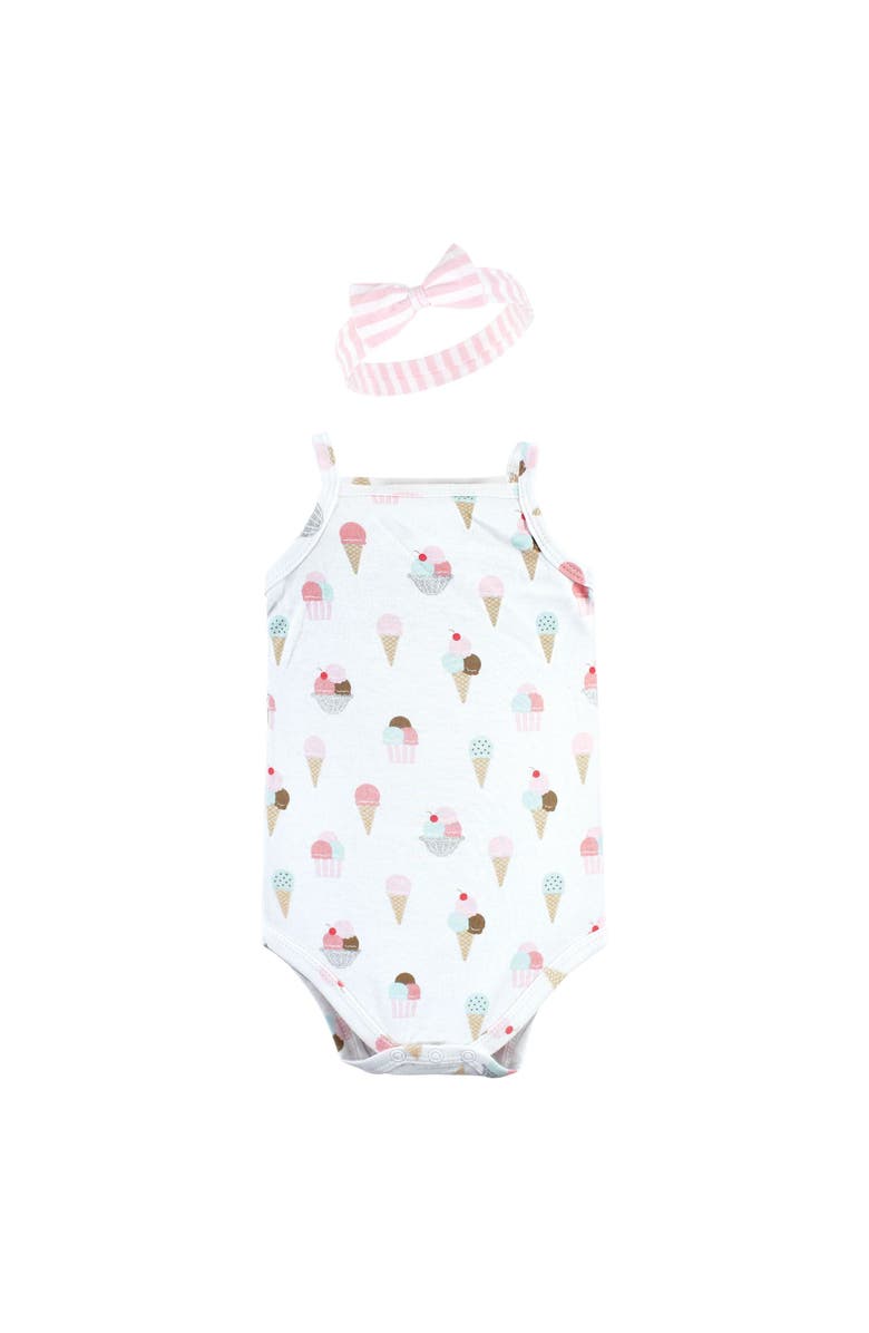 Little Treasure Sleeveless Bodysuit and Headband Set, Alternate, color, Ice Cream Cone