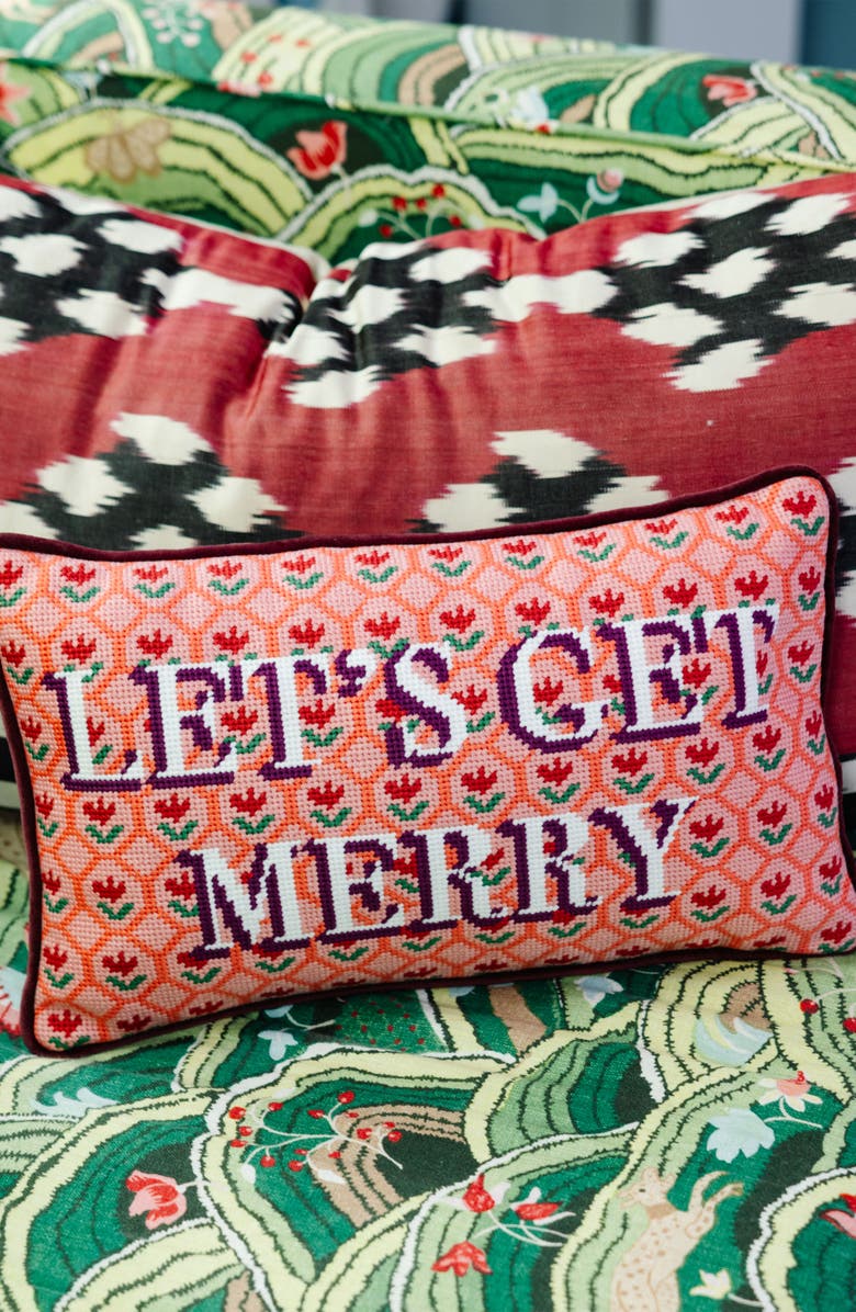 Furbish Let
s Get Merry Needlepoint Pillow, Alternate, color, Let
s Get Merry