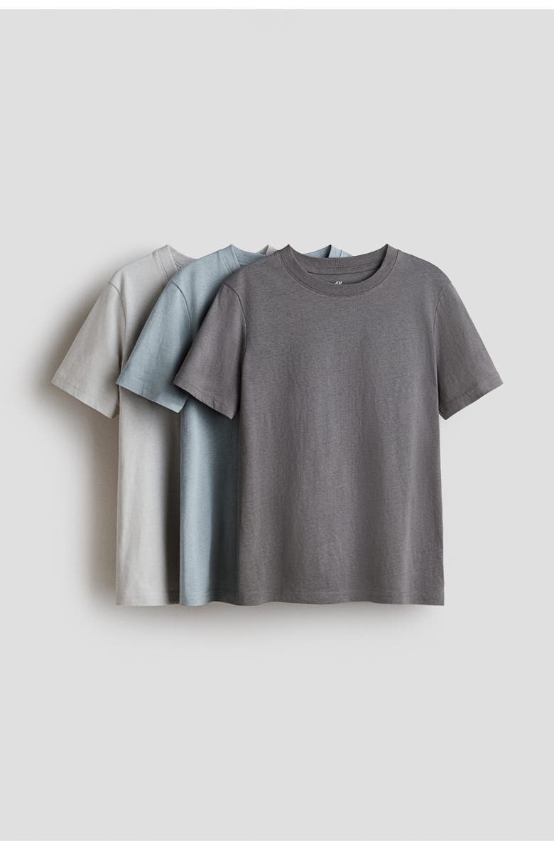 H&M 3-pack t-shirts, Main, color, Dark Gray/Dusty Blue