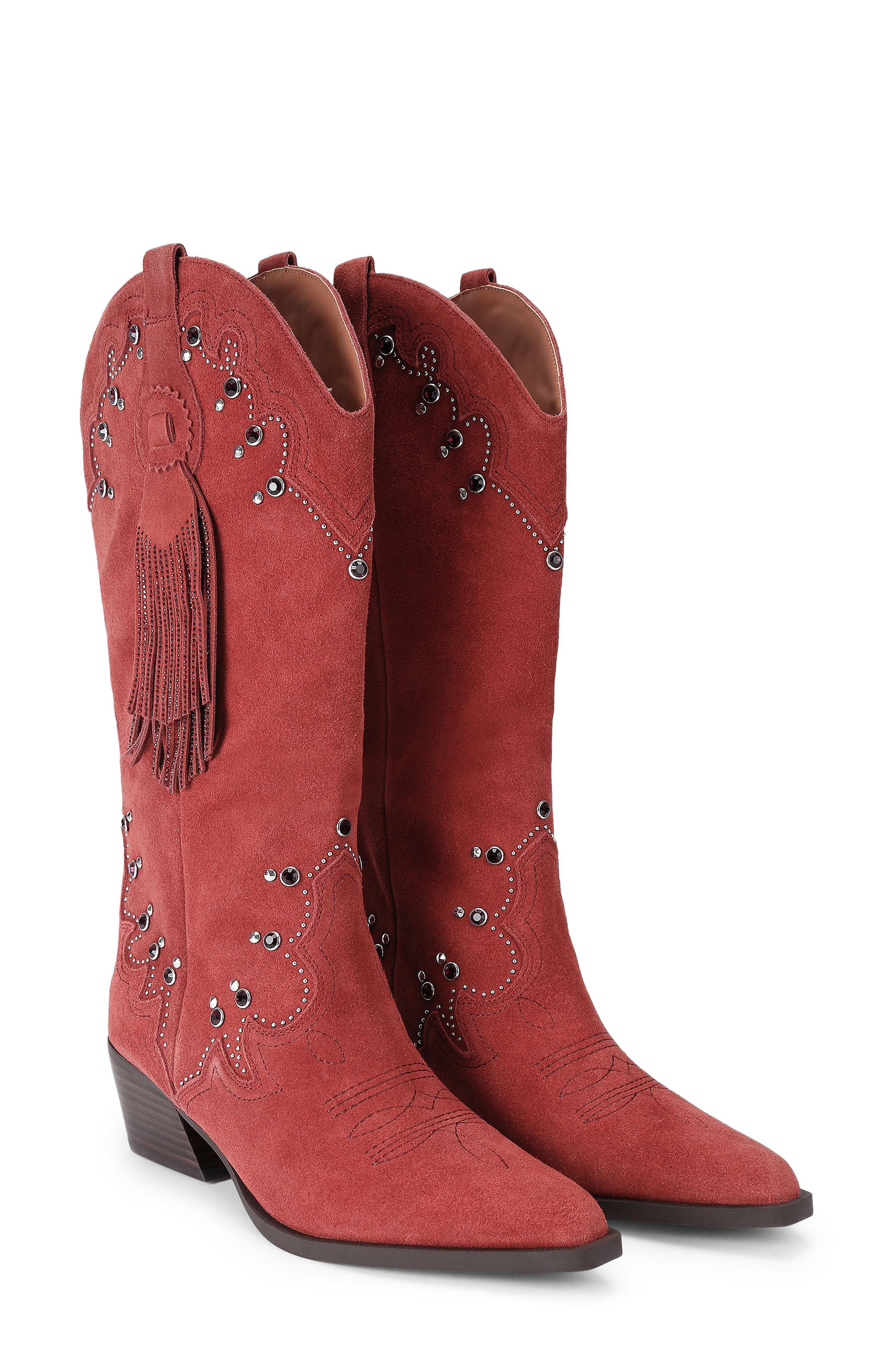 Kurt Geiger London Western Tassel Boot, Main, color, Medium Red