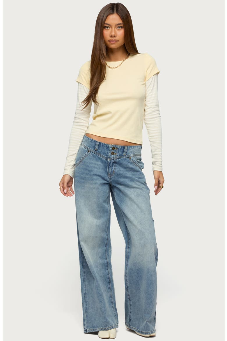 Layered Stripe Long Sleeve T-Shirt, Alternate, color, YELLOW
