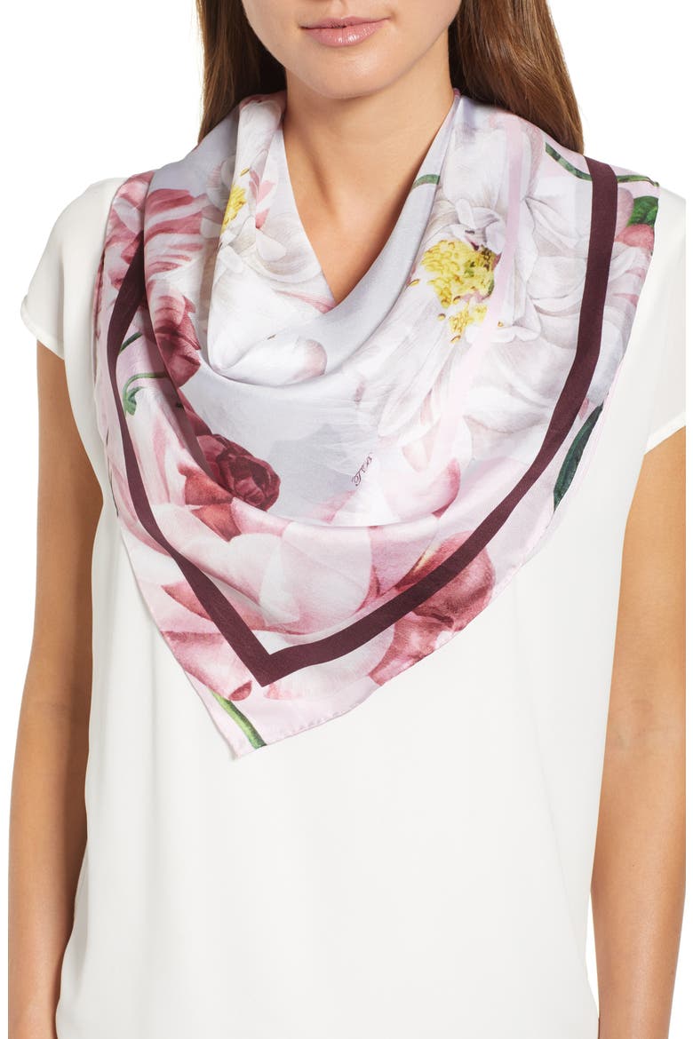 Iguazu Square Silk Scarf, Main, color, GREY