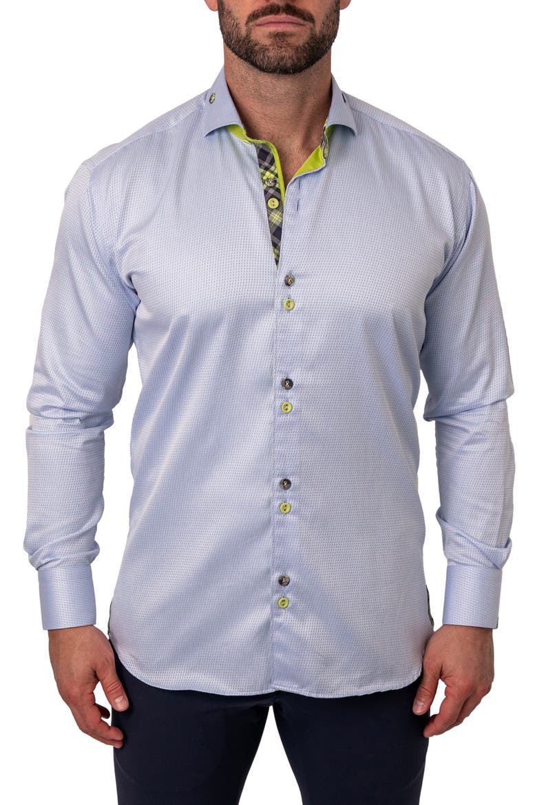 Einstein Repeated Blue Contemporary Fit Button-Up Shirt, Main, color, BLUE