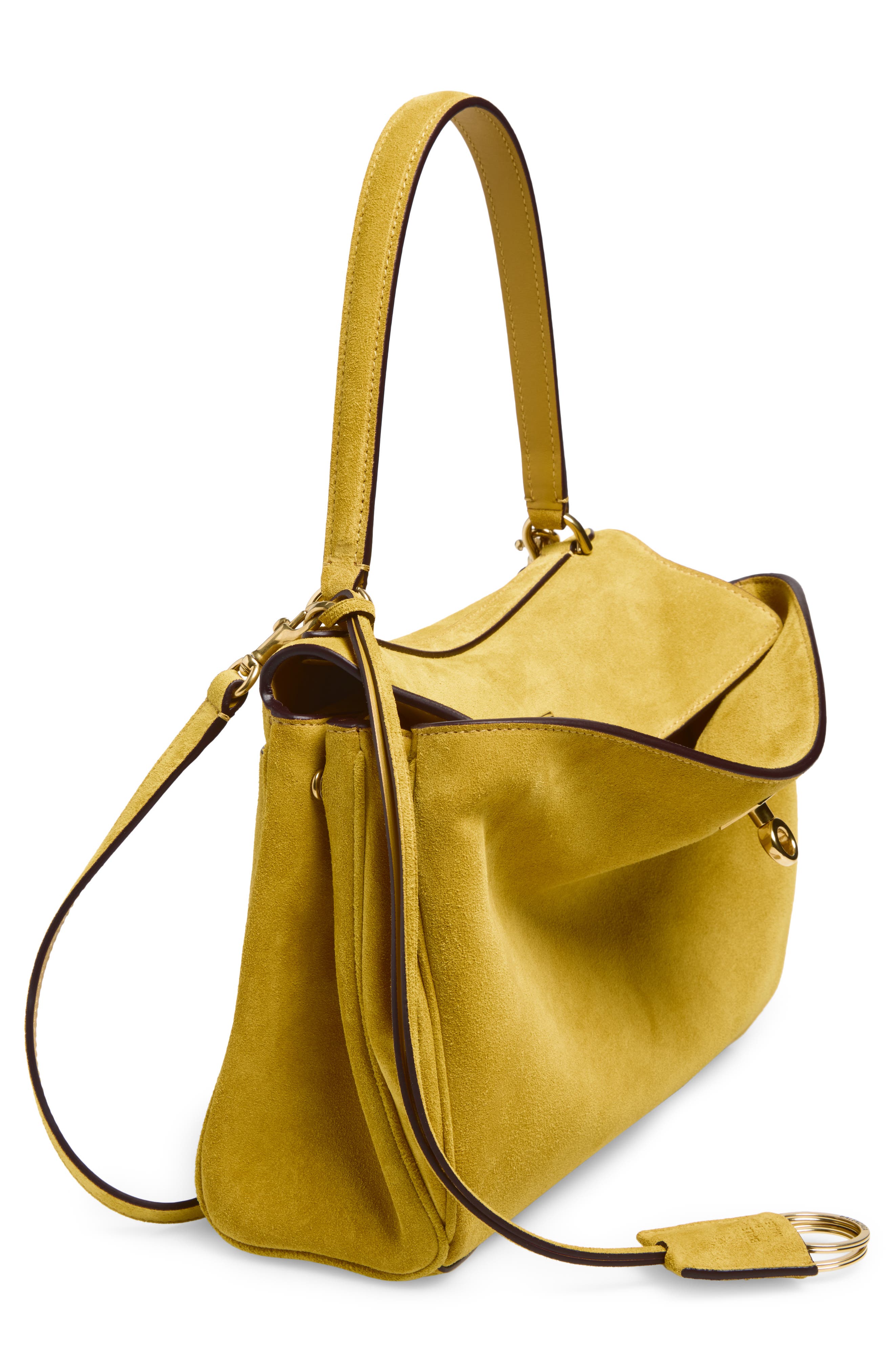 Balenciaga Rodeo Suede Top Handle Bag, Alternate, color, 7016 Curry