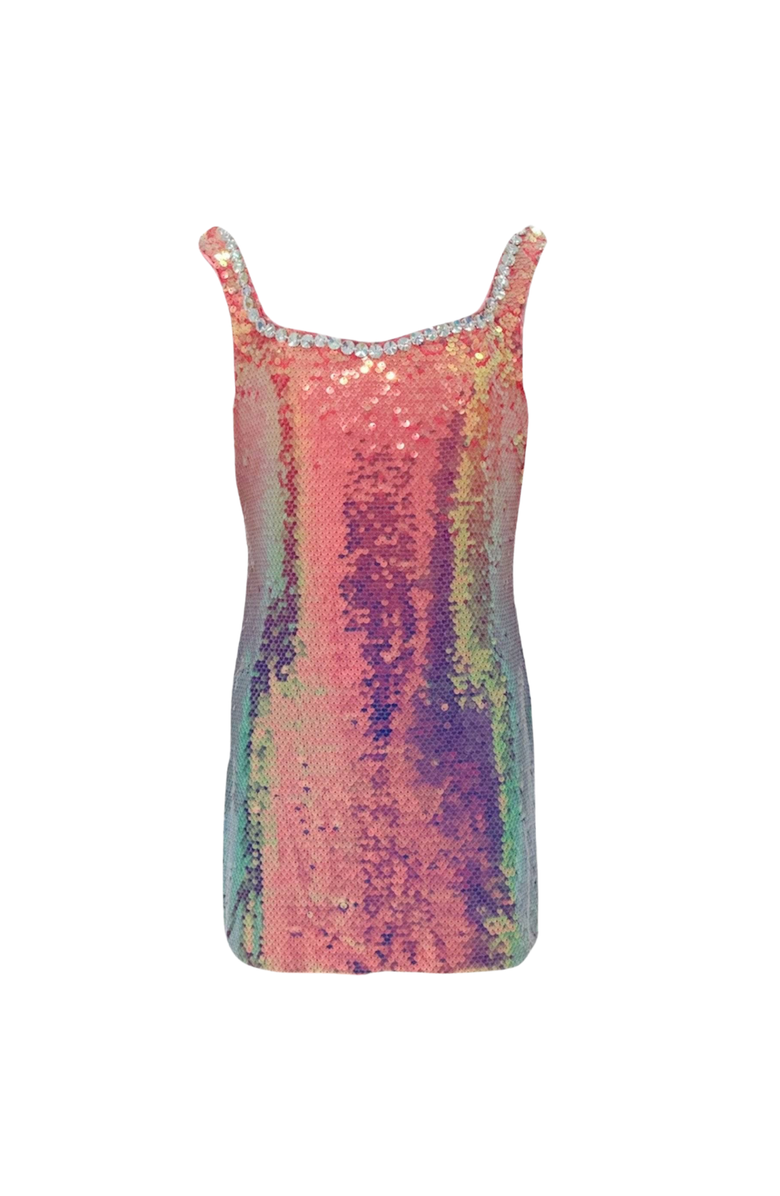 Lola + The Boys Sunset Ombre Shimmer Dress, Main, color, Multicolor